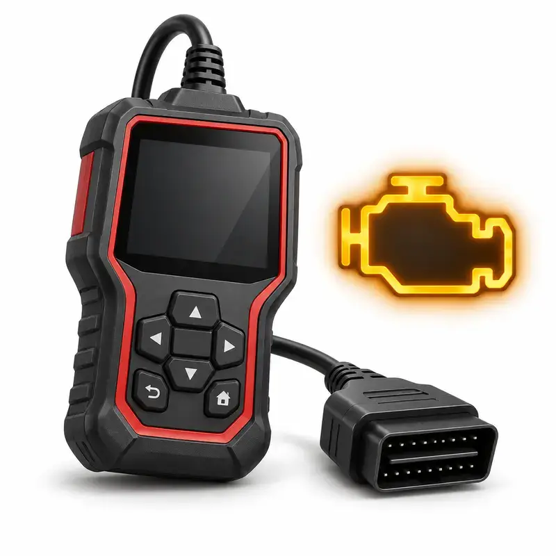 Automotive diagnostic scanner with illuminated check-engine light